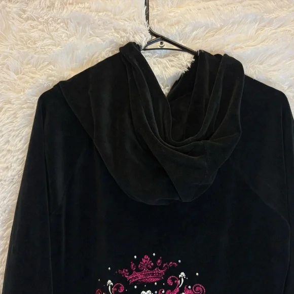Juicy Couture Velvet Zip-Up Hoodie – Size XL Y2K | Rare | Velour | Rhinestones👑 - Picture 10 of 17